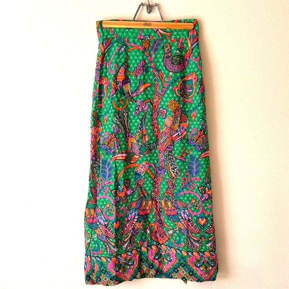 Vintage 1960s bird print Mod skirt glitter outlines by Malbe Original Large - Picture 1 of 10